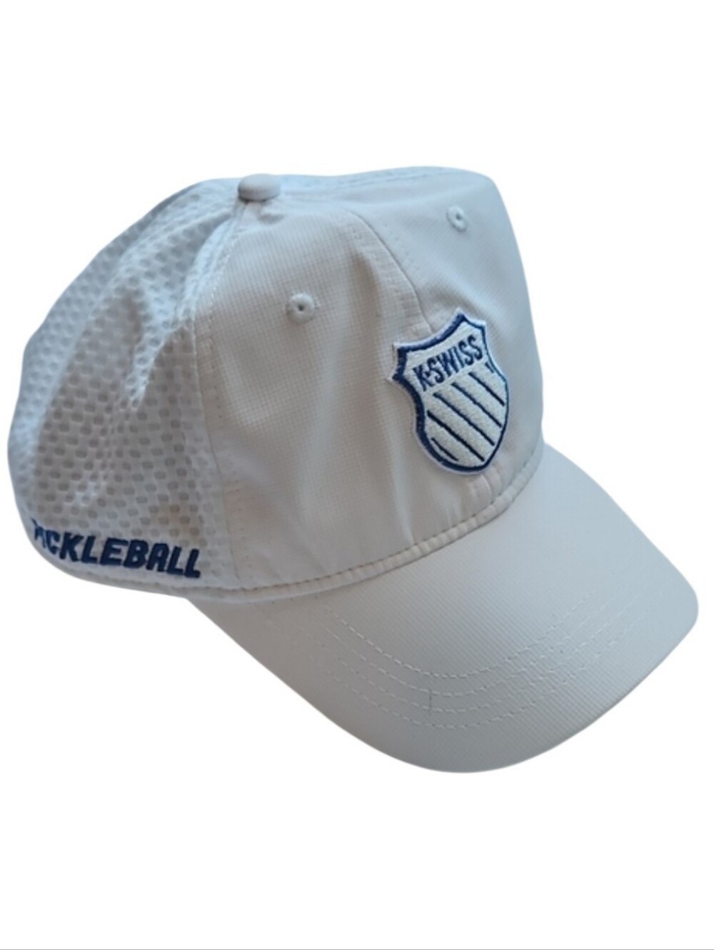 K-Swiss White Pickleball Cap with Blue Shield Logo NWT